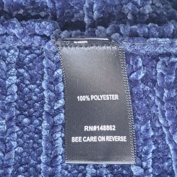 Torrid Women's Chenille Cocoon Open Front Ribbed Sweater Blue Plus Size 1 - Picture 7 of 15